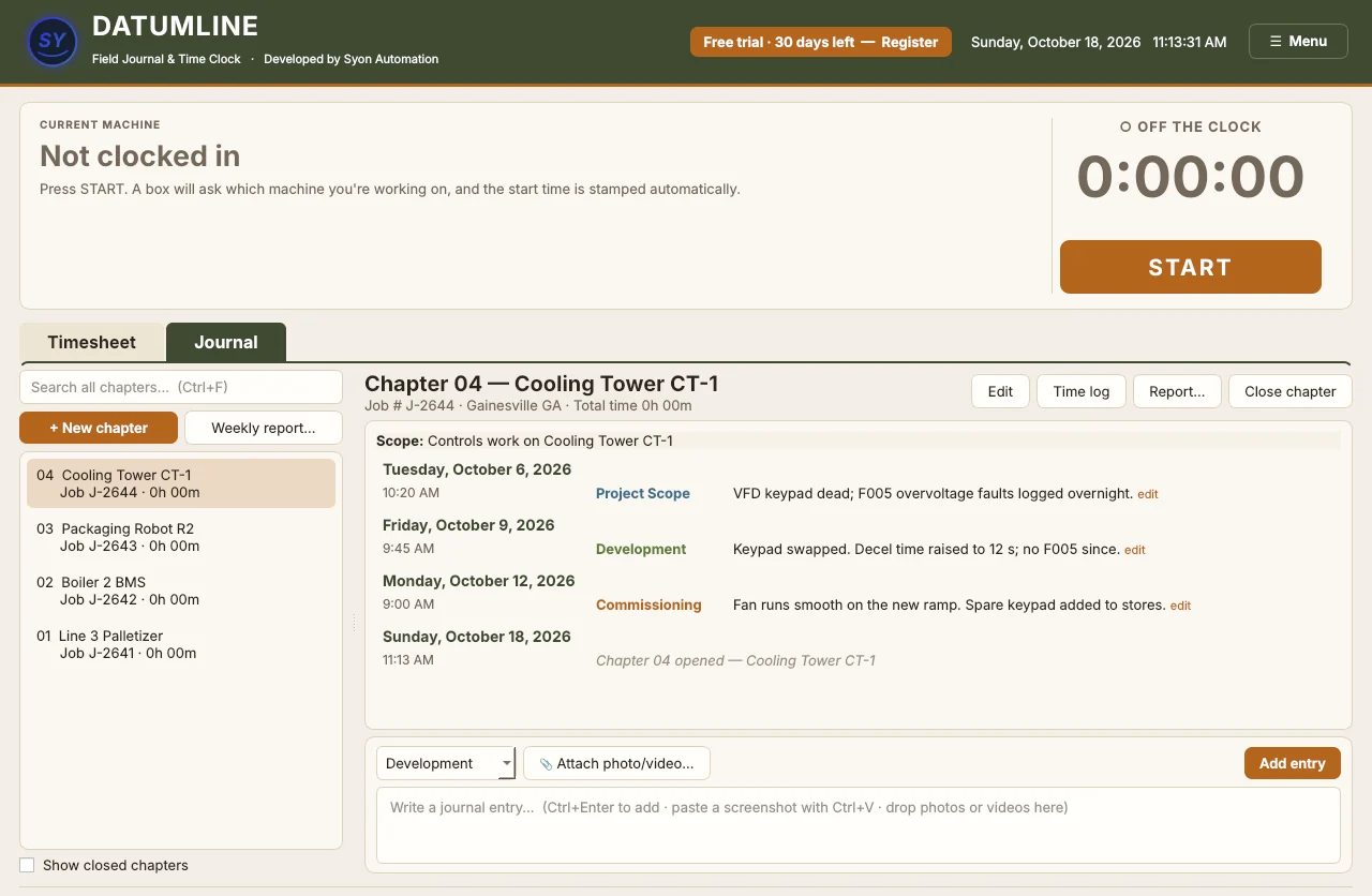 Datumline: A field journal for every machine