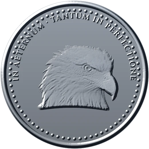 Eagle coin relief rendered in steel