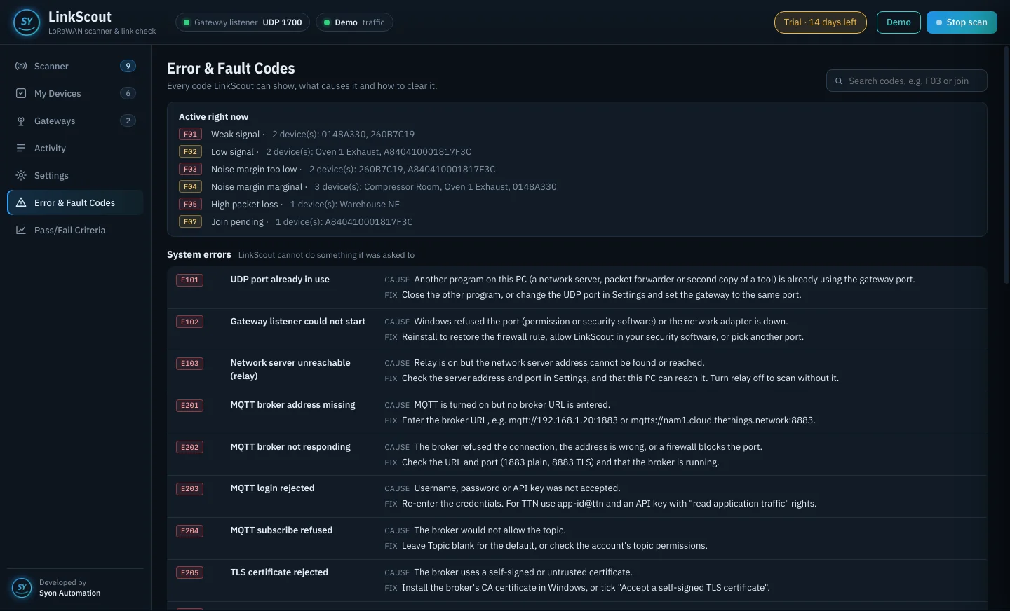 LinkScout: Fault codes that tell you what to do