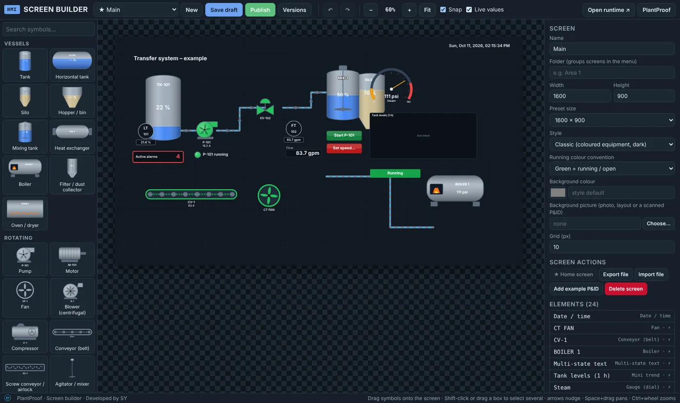PlantProof: Live screens your operators will actually use